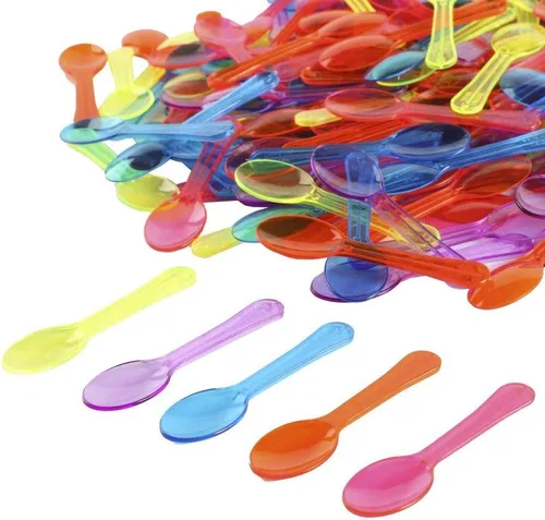 Vista 5 de Gmark - Juego de 100 cucharas de plástico extra resistentes, de 3 pulgadas, color negro, transparente, mejor para chocolate, café, helado, postre