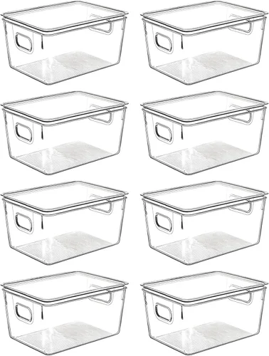 Vista 13 de Contenedores de almacenamiento de plástico transparente con tapas, perfectos para organización de cocina o organización y almacenamiento