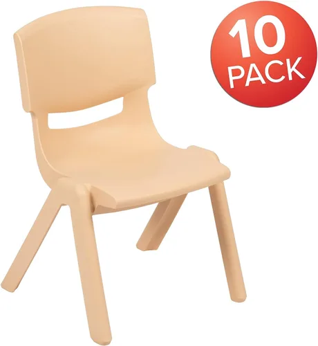 Vista 40 de Flash Furniture - Silla escolar apilable de plástico azul con altura de asiento de 10 1/2 pulgadas Construcción duradera, uso comercial