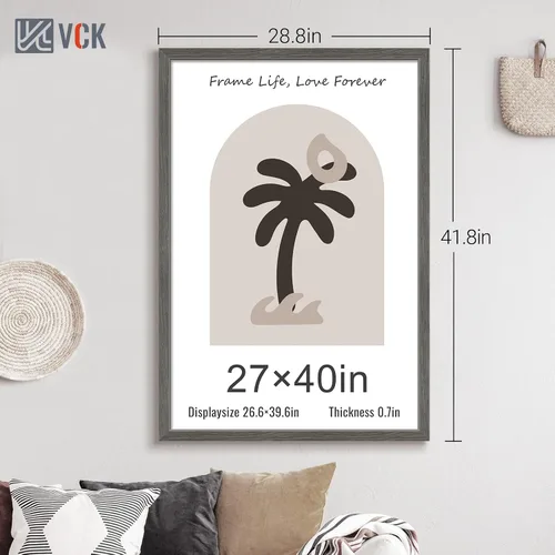 Vista 202 de VCK Marcos para póster de madera maciza de 22.375 x 34 pulgadas, marco de fotos A1 negro con montaje en pared, paquete de 3