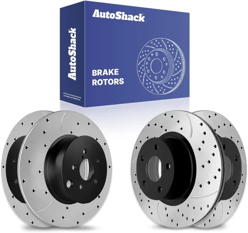 Vista 3 de AutoShack Rotores de freno perforados y ranurados delanteros y traseros Reemplazo para Subaru Impreza 2.0L AWD 2012-2016 Recubrimiento E negro