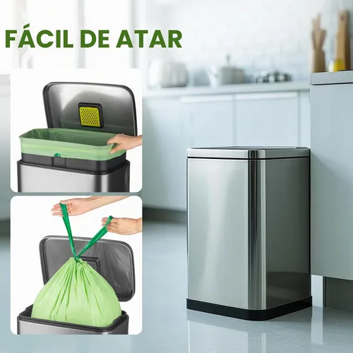 Vista 6 de SUPERBIO Bolsas de Basura de Cocina Compostables con Cordón de 8 Galones, 30.3 Litros, 30 Unidades, 1 Mil, Bolsas de Basura de Alimentos