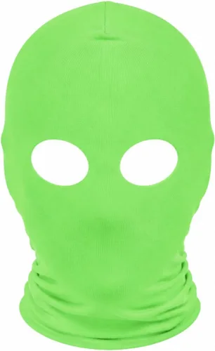 Vista 23 de Máscara de cara completa de elastano para hombre y mujer, disfraz de Halloween, cosplay, ojos abiertos, elástico, con capucha Zentai Verde