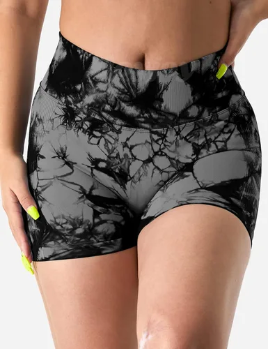 Vista 4 de VOYJOY Pantalones cortos de entrenamiento para mujer de 3.6", pantalones cortos fruncidos con levantamiento de glúteos, pantalones cortos sin