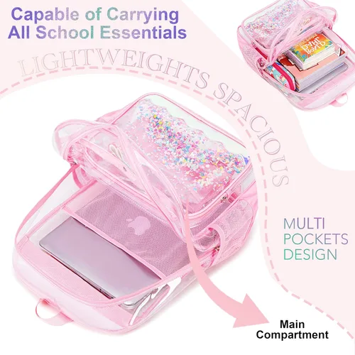 Vista 4 de Gazigo Mochila para niñas, escuela primaria, mochila de conejito para niñas, bonita mochila para niños y jardín de infantes preescolar