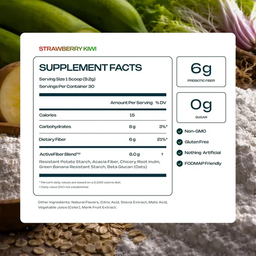 Vista 2 de Suplemento de fibra prebiótica para mujeres y hombres – 6g de polvo de fibra prebiótica – Mezcla diaria para la salud intestinal, hinchazón