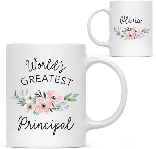Vista 80 de Andaz Press Taza de café personalizada de 11 onzas, taza ejecutiva de relaciones públicas más grande del mundo, flor de anémona rosa, 1 paquete
