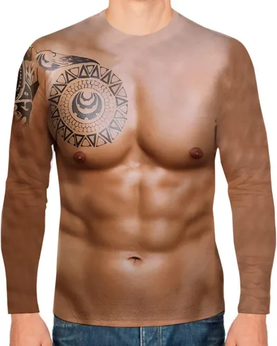 Vista 2 de FakeMuscle - Camiseta de manga corta para hombre, impresión 3D, casual, divertida, con patrón novedoso, camiseta de manga corta