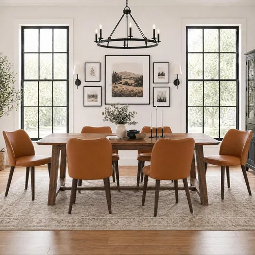 Vista 14 de MALOL Juego de 4 sillas de comedor, sillas de cocina tapizadas de tela con respaldo curvo, asiento acolchado y patas de madera maciza, silla