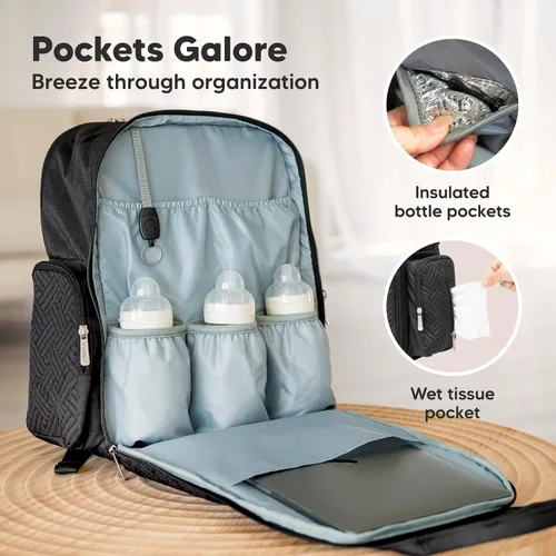 Vista 2 de Mochila de Pañales KeaBabies para Niñas, Niños - Bolso para Bebés de Mamá y Papá con Cambiador de Pañales para Recién Nacidos, Pequeños, 2 Niños