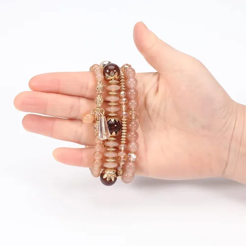 Vista 4 de Pulseras bohemias para mujer, estilo vintage, apilables, con cuentas, joyería elástica para la playa