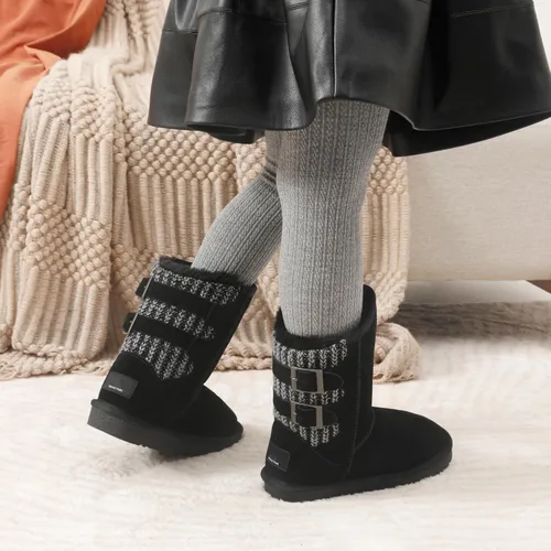 Vista 2 de DREAM PAIRS botas de nieve de invierno con forro de piel sintética para niños