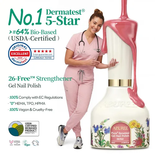 Vista 2 de APUREE Juego de esmaltes de uñas de gel fortalecedores: 64% de base biológica certificado por USDA, esmalte de gel Sheer Pink Nudes Fortalecedor