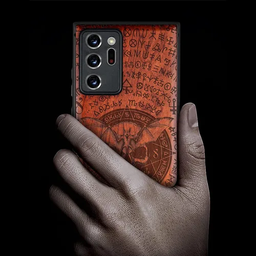 Vista 2 de Carveit Funda de madera para Galaxy Note20 Ultra [madera real dura y TPU suave negro] funda protectora de madera única compatible con Samsung Note20
