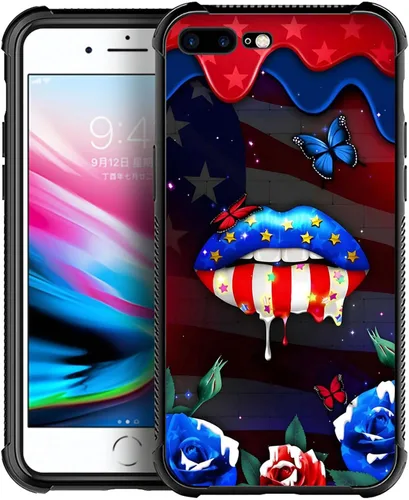 Vista 132 de Funda compatible con iPhone X/XS, diseño de bandera estadounidense de béisbol, TPU suave, a prueba de golpes, de vidrio templado, para iPhone X/XS