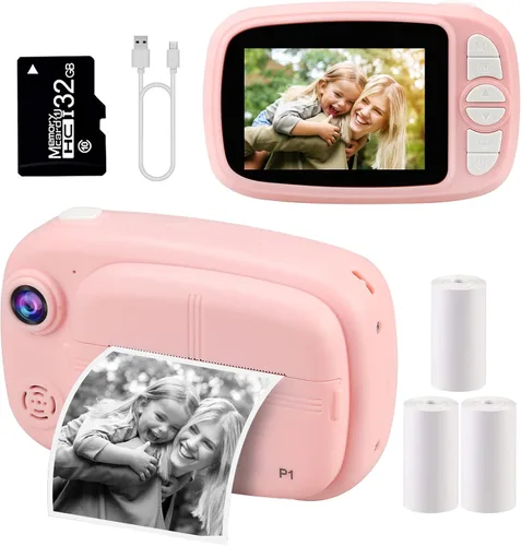 Vista 7 de Cámara instantánea para niños, mijiaowatch 12MP/1080P Cámara de impresión digital para niños con cámaras de 3.5 pulgadas para niños, tarjeta TF