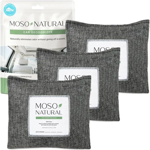 Vista 10 de Moso Natural Ambientador y desodorante para automóvil, absorbente de olores de carbón de bambú de larga duración, eliminador de olores no tóxico
