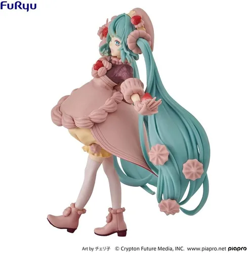 Vista 6 de Furyu AMU-SHP0553 Hatsune Miku SweetSweets Series Miku Figura corta de chocolate con fresa