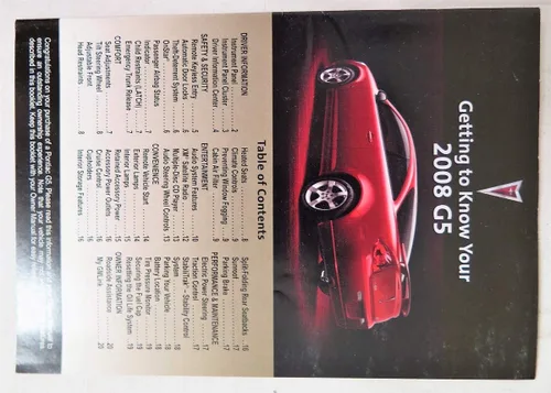 Vista 5 de 2008 Pontiac G-5 Owners Manual