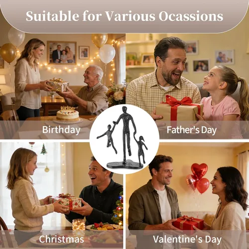 Vista 6 de Regalos de cumpleaños para papá de Sziqiqi - Estatua de hierro de amor entre padre e hijo, escultura para decoración del día del padre, boda