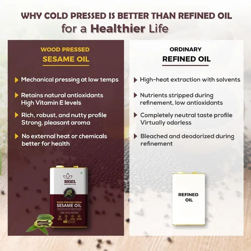 Vista 6 de Rigel Spices Aceite de sésamo prensado en frío molido naturalmente en lata ecológica de 33.8 fl oz (lata de 1 litro) Sin conservantes