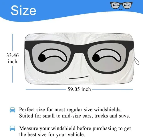 Vista 6 de HOMEYA Parasol para parabrisas de automóvil, parasol automático de panda de dibujos animados plegable, protector de visera solar, reflector de rayos