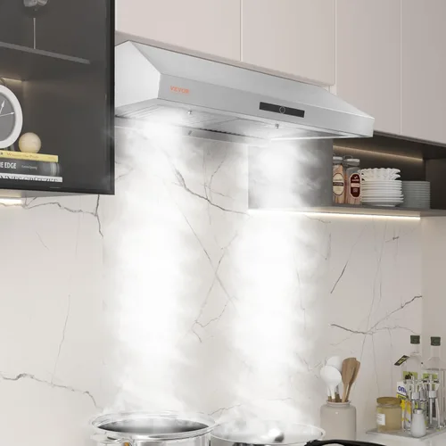 Vista 8 de VEVOR Campana extractora para debajo del gabinete, filtro permanente de acero inoxidable con motores duales, ventilación de estufa de cocina de 30