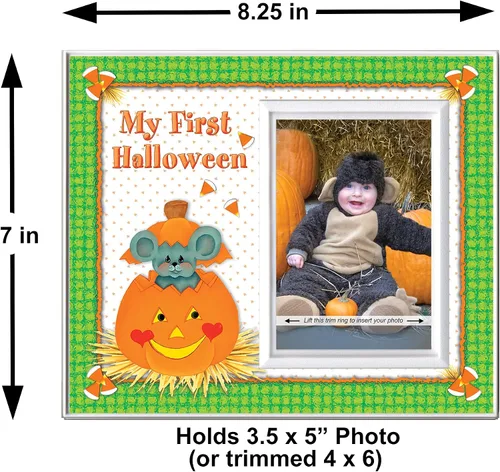 Vista 4 de Expressly Yours - Marco de fotos de calabaza "My First Halloween", el primer marco de Halloween del bebé, recuerdo de regalo diseñado
