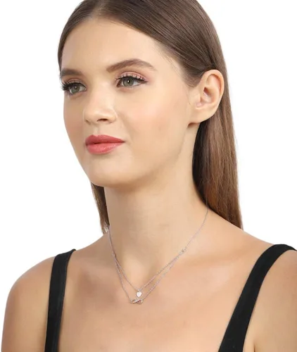 Vista 6 de Vanbelle Joyas de plata de ley, chapado en rodio con sello 925, gargantilla de corazón e infinito con cadena de doble capa, collar hecho a mano