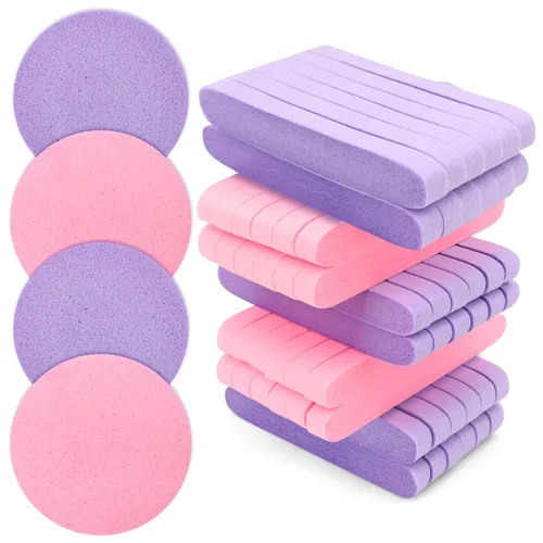 Vista 8 de Esponja facial comprimida, esponja limpiadora facial Luxiv para esteticistas, maquillaje comprimido, esponja facial, esponjas faciales redondas