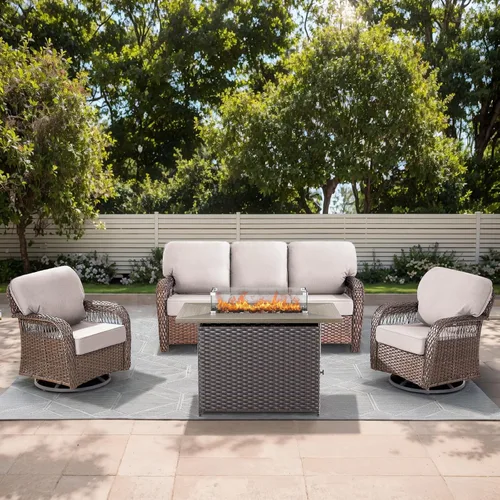 Vista 48 de Sofá de mimbre para patio al aire libre de 75 pulgadas, sofá de ratán para todo tipo de clima, sofá de respaldo alto con asiento profundo y funda