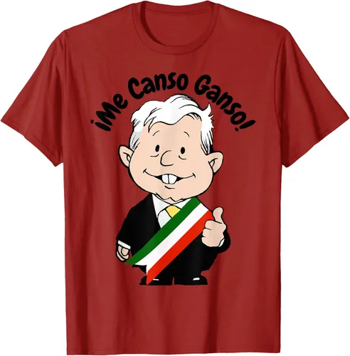 Vista 61 de AMLO Amlito Me Canso Ganso - Camiseta con diseño de dibujos animados mexicanos Gris Oscuro