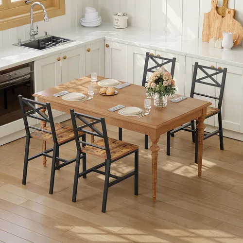 Vista 9 de MAHANCRIS Juego de 2 Sillas de Comedor, Sillas de Cocina de Madera Rústica con Respaldo, Sillas de Comedor Estilo Granja para Cocina, Silla
