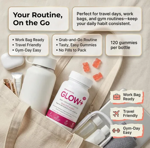 Vista 6 de Jovi Glow+ NAD+ y gomitas de colágeno, péptidos de colágeno hidrolizados multitipo con resveratrol, ácido hialurónico, vitamina C y E para piel