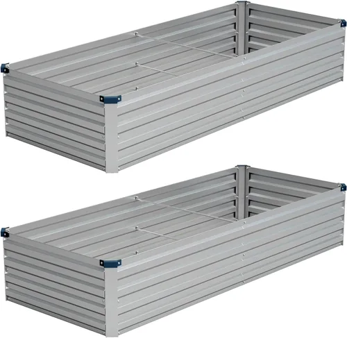 Vista 11 de Vengarus Kit de cama de jardín galvanizado elevado de 6 x 3 x 1 pies (paquete de 2), maceta de metal para exteriores, contenedor rectangular de Negro