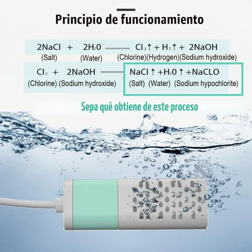 Vista 3 de Generador de hipoclorito de sodio Generador multiusos de suministros de limpieza, tiras de prueba de cloro incluidas