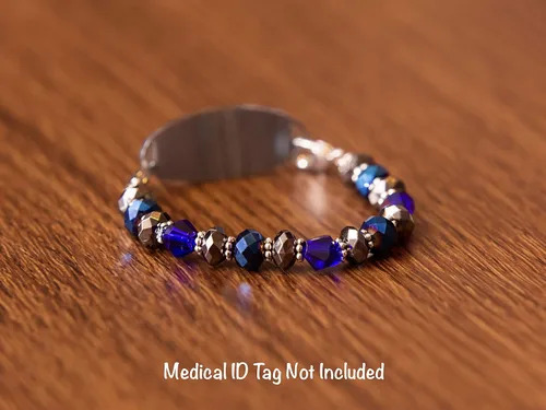 Vista 67 de Pulsera elástica de alerta médica, pulsera de identificación médica de repuesto intercambiable, etiqueta de identificación no incluida, cristales