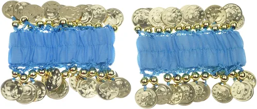 Vista 10 de Pulseras de muñeca y tobillo para danza del vientre, accesorio de disfraz de Halloween Negro