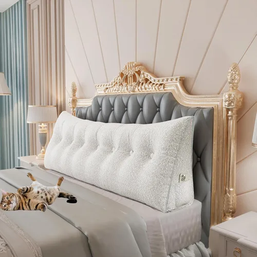 Vista 52 de Almohada de cuña doble gruesa de 8 libras para cabecero de dormitorio universitario, almohada de cuña de terciopelo con respaldo triangular