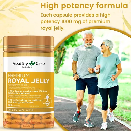 Vista 2 de Healthy Care Royal Jelly 1000 365 Cápsulas Suplementos Hecho en Australia