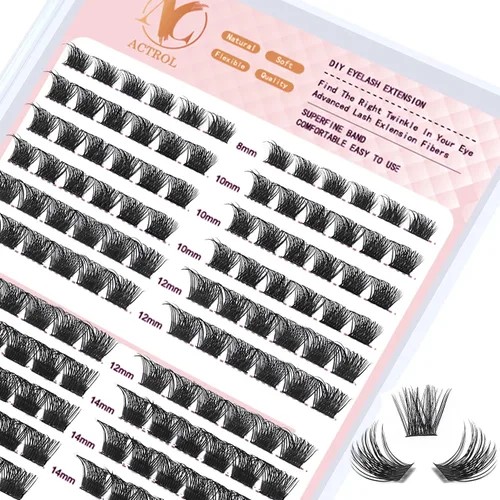 Vista 26 de ACTROL Pestañas de anime con forma de pluma, extensiones de racimo de pestañas naturales de manga individual
