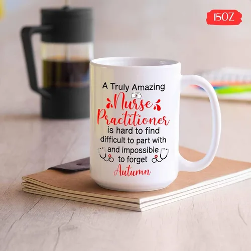 Vista 5 de Taza de enfermera practicante con nombre personalizado, regalo NP, taza de café para estudiante de enfermería, regalo médico personalizado