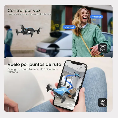 Vista 4 de DEERC D20 - Mini dron con cámara y control remoto, control por voz, selfi gestual, control de altitud, control de gravedad, inicio con un botón