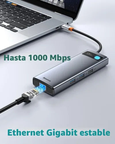 Vista 4 de Baseus Laptop Docking Station Dual Monitor 9 in 1 USB C Hub up to 4K@120Hz