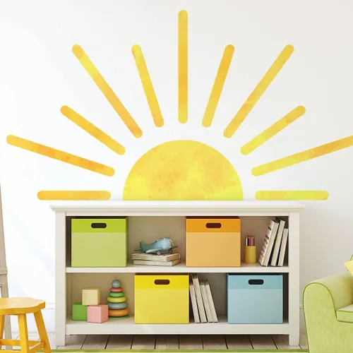 Vista 12 de 45.6 x 23.8 pulgadas, diseño bohemio de medio sol, calcomanías de pared removibles para pared, vinilo para despegar y pegar, calcomanías de medio