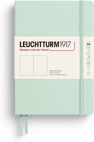 Vista 23 de LEUCHTTURM1917 - Cuaderno de tapa dura mediano A5 con 251 páginas numeradas para escritura y diario (negro, liso)