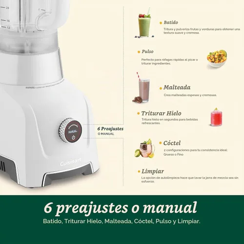 Vista 5 de [Usado] Cuisinart Hurricane® - Batidora digital en tarro de vidrio de 48 onzas, manual de 5 velocidades, 6 ajustes preestablecidos, batido, batido
