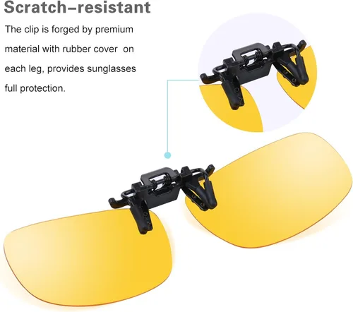 Vista 3 de Besgoods Gafas de sol polarizadas con clip para visión nocturna amarilla