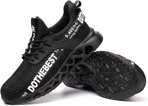 Vista 13 de Furuian - Tenis con punta de acero para hombres y mujeres, zapatos de seguridad ligeros, cómodos, a prueba de pinchazos, zapatos de trabajo