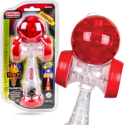 Vista 5 de Duncan Juguetes antorcha Kendama juguete iluminado, verde y azul Base iluminada y Tama, policarbonato de alto impacto, anillos de copa extraíbles